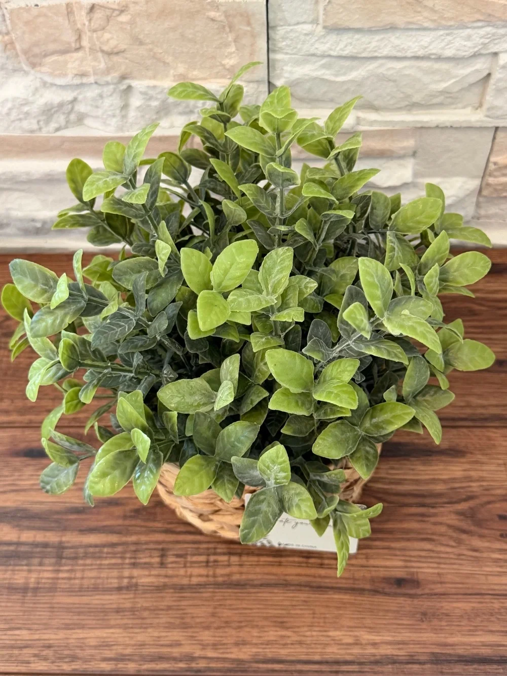 🆕 Handmade Woven Basket with Green Faux Plant - Home Accents!